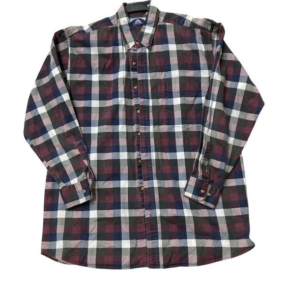 Topman Other - Topman Classic Mens XLT Plaid Button Down Shirt Burgundy Navy Long Sleeve Cotton